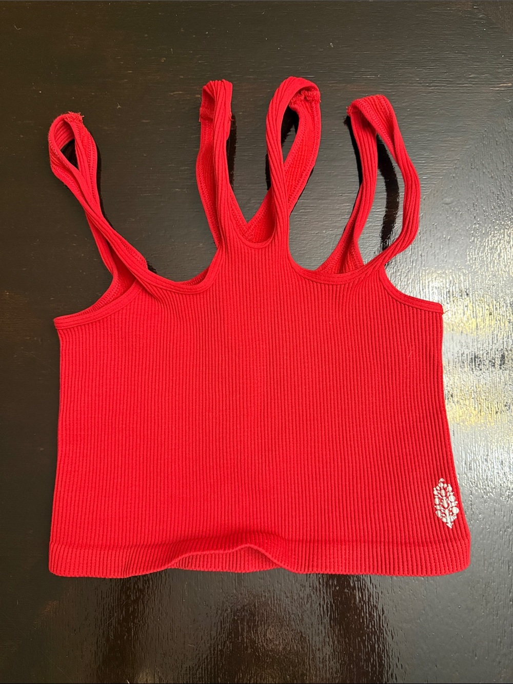 FP Movement Red Ribbed Multi-Strap Crop Tank Top